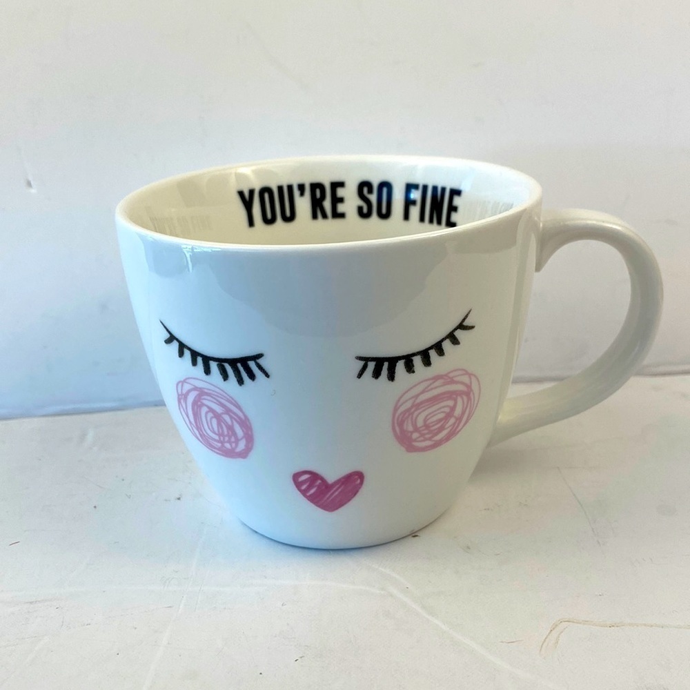 Indigo coffee mug cup ‘you’re so fine’ cute face make up